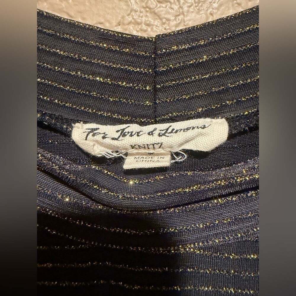 For Love And Lemons Black and Gold Crew Neck Mini Dress Size Small - Picture 4 of 7